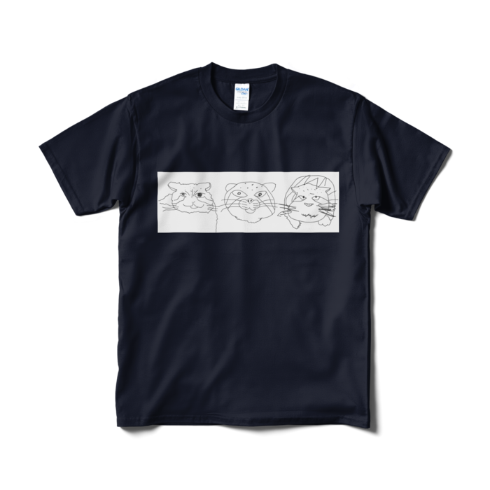 まぬるねこ(?)三銃士Tシャツ - M - ネイビー