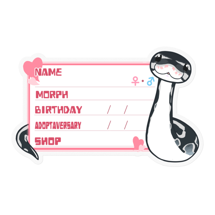 【🐍お名前ステッカー】ボールパイソン(アザン)-ハート／ピンク(英語)