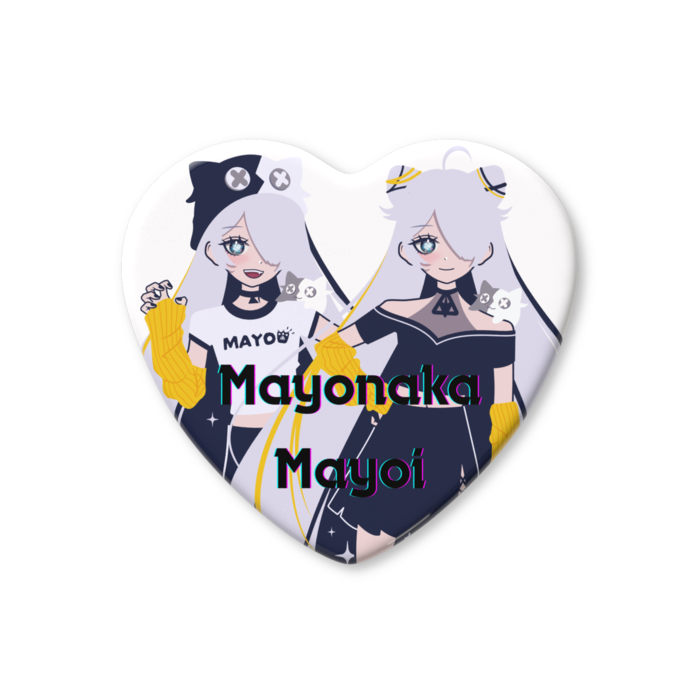 ハート缶バッジ - 52.5 × 57mm