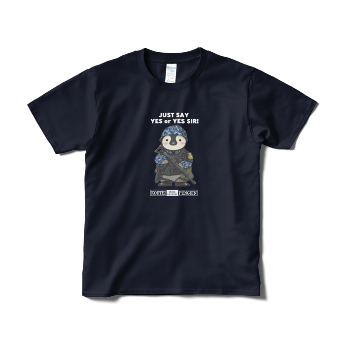 肯定しかさせないペンギンTシャツ- S - ネイビー