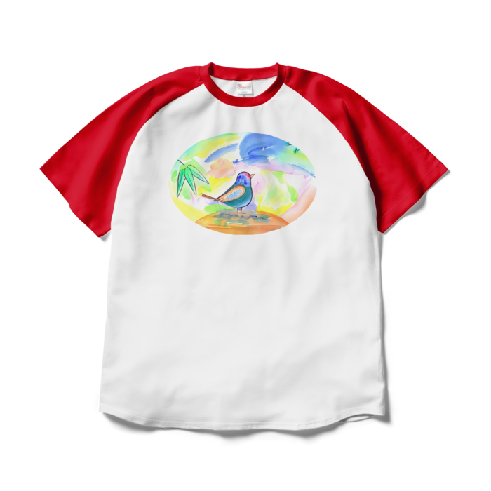 ラグランTシャツ - XL - ホワイト×レッド