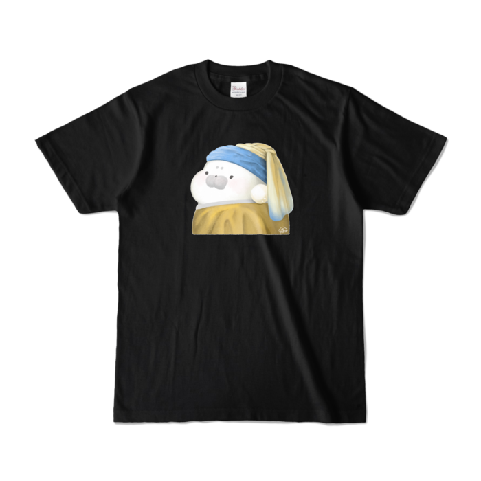 あざらし（ホワイト）カラーTシャツ - S - ブラック (濃色)