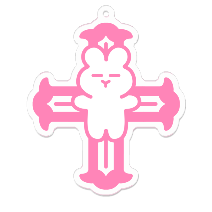 白×ピンク - 70 x 70 (mm)