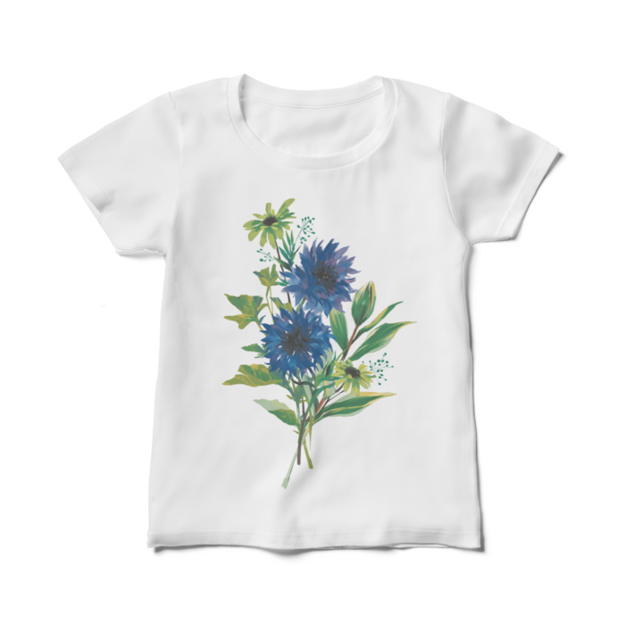 青い花Tシャツ(M)