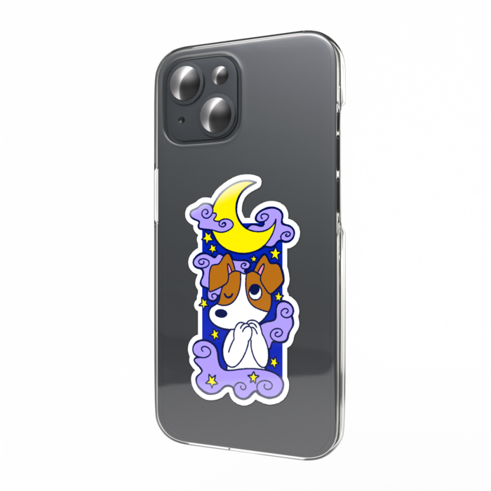 月と犬スマホステッカー - 縦