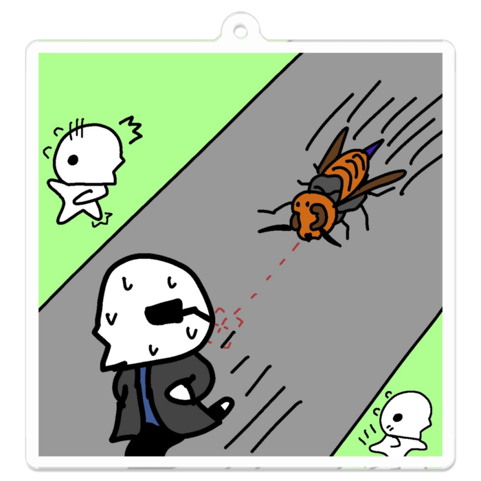 アクリルキーホルダー - 70 x 70 (mm) - 黒い服は危ないよ！！