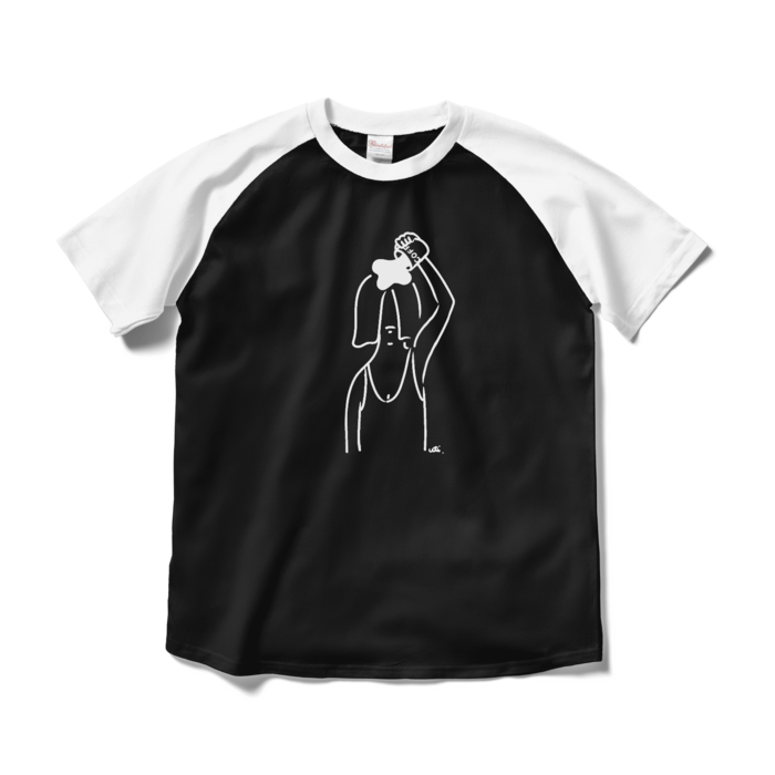 ラグランTシャツ - M - ブラック×ホワイト