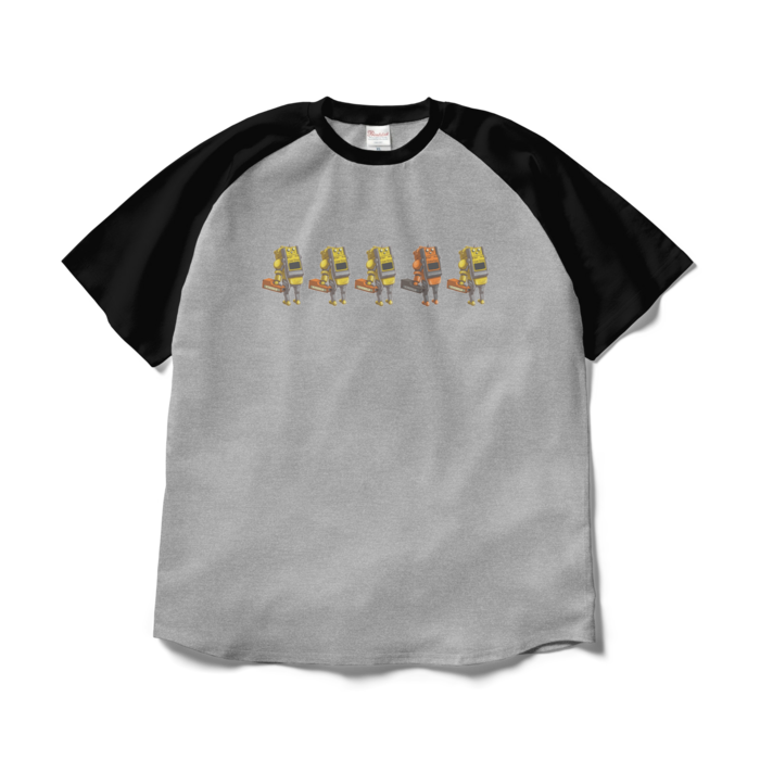 ラグランTシャツ - XL - 杢グレー×ブラック