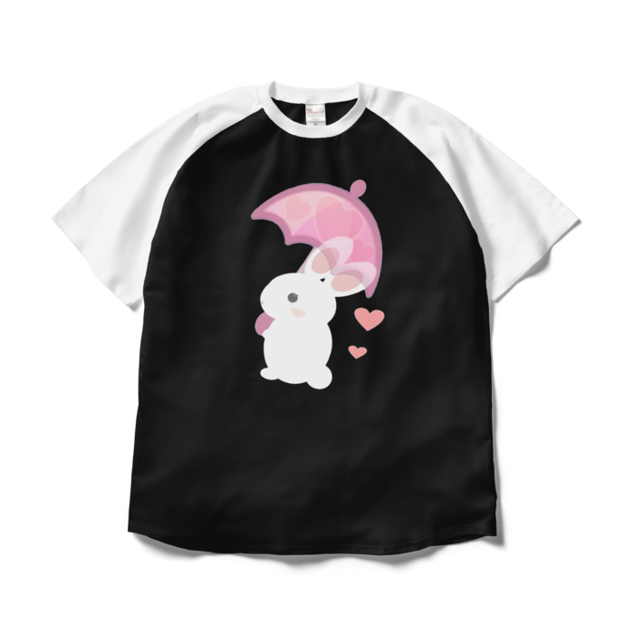 ラグランTシャツ - XL - ブラック×ホワイト