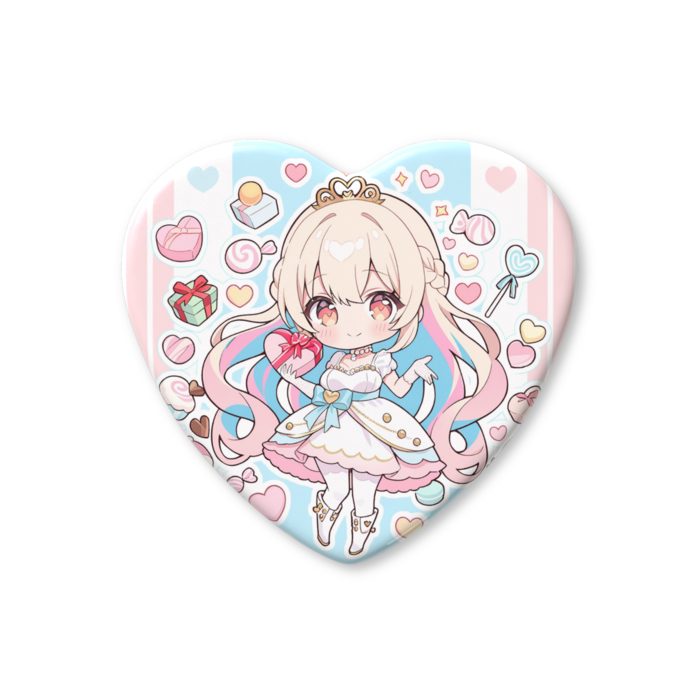 ハート缶バッジ - 57 × 52.5mm