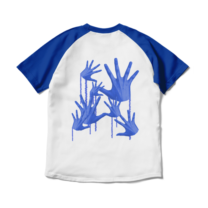 ラグランTシャツ - M - ホワイト×ロイヤルブルー