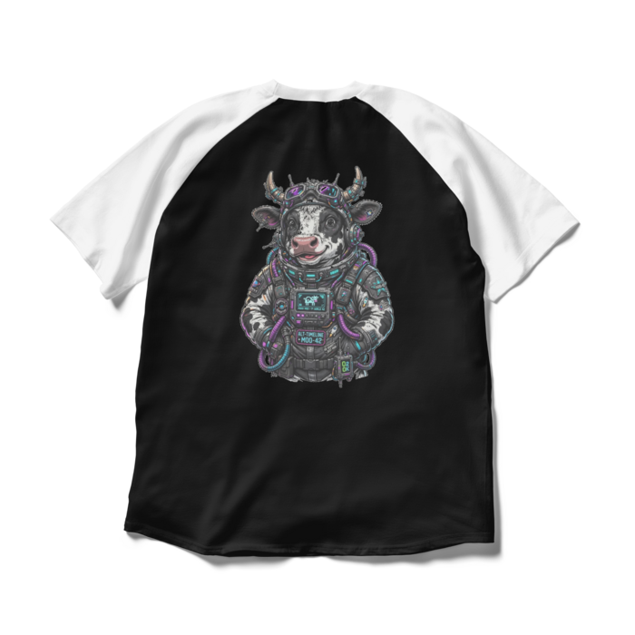 ラグランTシャツ - XL - ブラック×ホワイト(1)