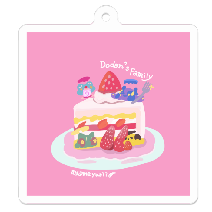 ＜しかく＞ピンク‐ストロベリーショートケーキ - 50 x 50 (mm)