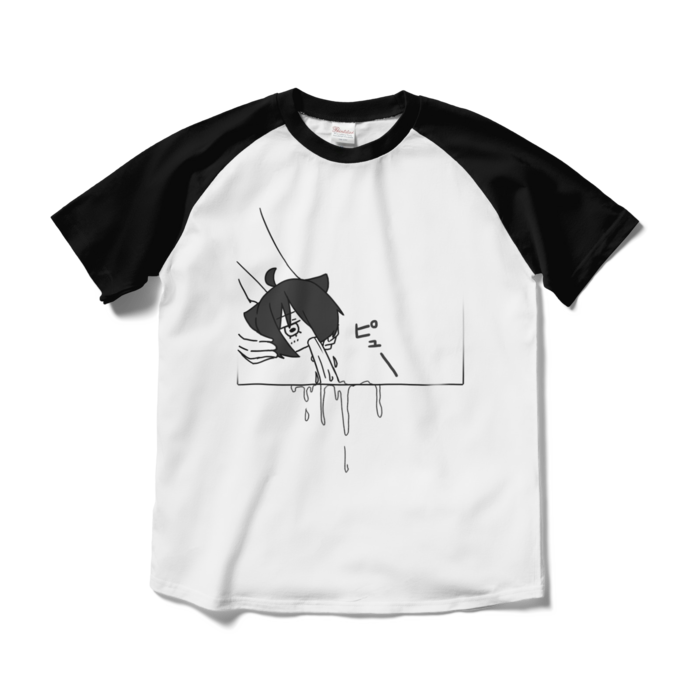 ラグランTシャツ - M - ホワイト×ブラック