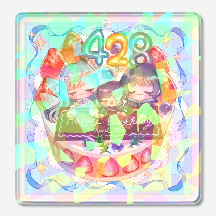 ホログラムアクリルキーホルダー - 50 × 50mm