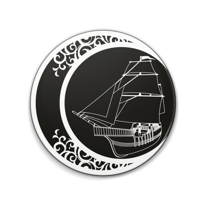 旧ショップロゴ缶バッジ(Black) - 76mm