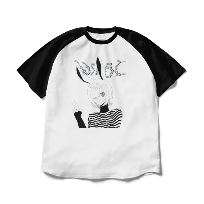 ラグランTシャツ - XL - ホワイト×ブラック