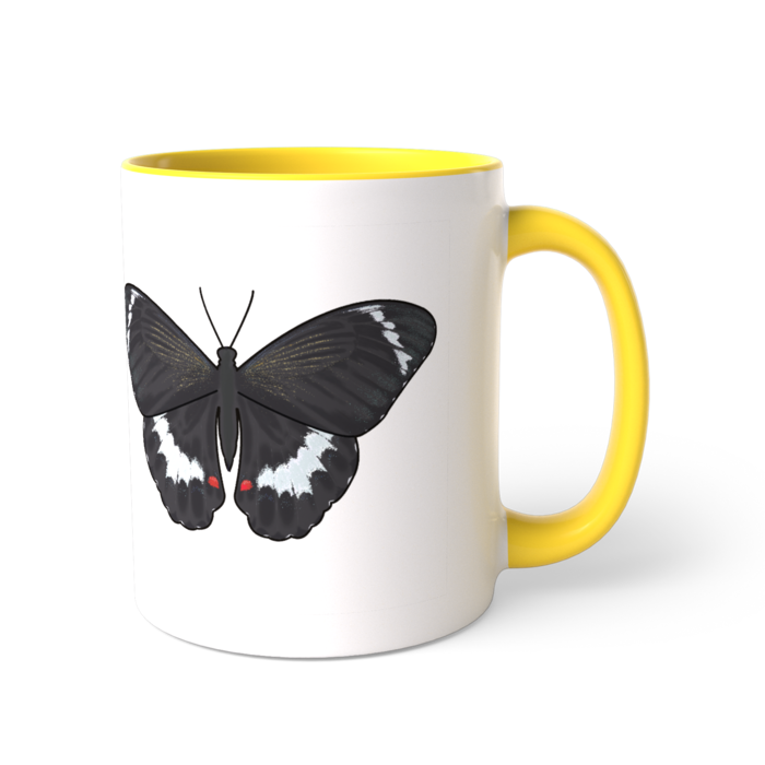蝶柄マグカップ - イエロー