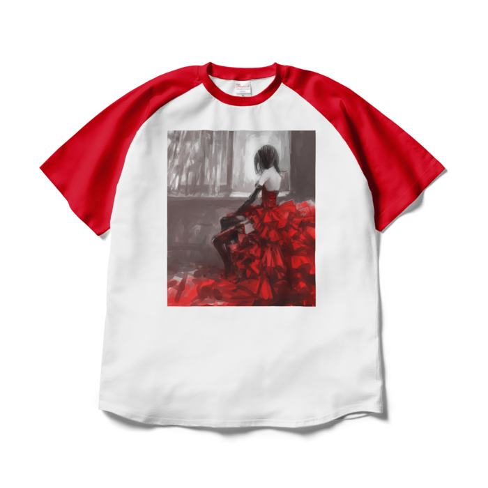 ラグランTシャツ - XL - ホワイト×レッド