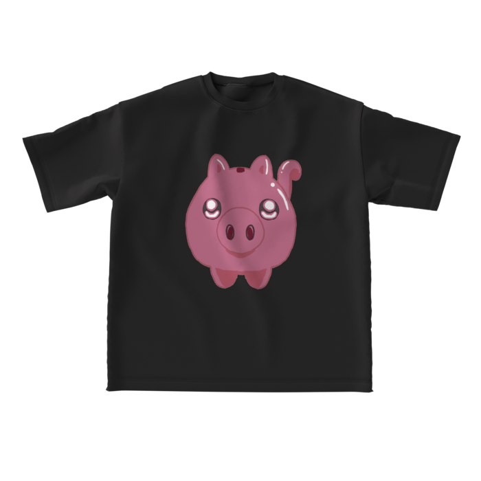 ビッグシルエットTシャツ黒 - L - 両面(1)