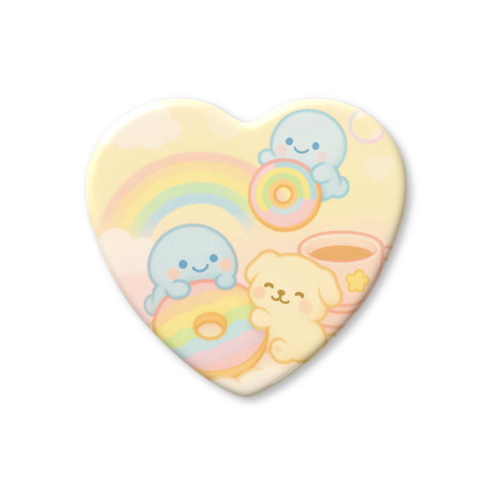 ハート缶バッジ - 57 × 52.5mm