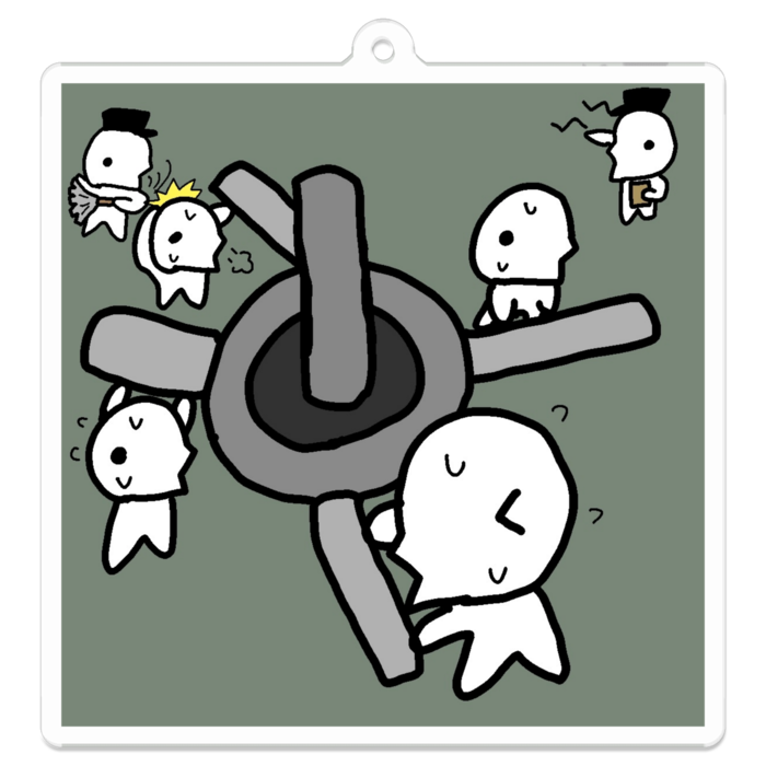 アクリルキーホルダー - 70 x 70 (mm) - .無意味に見える奴隷が押してるアレ