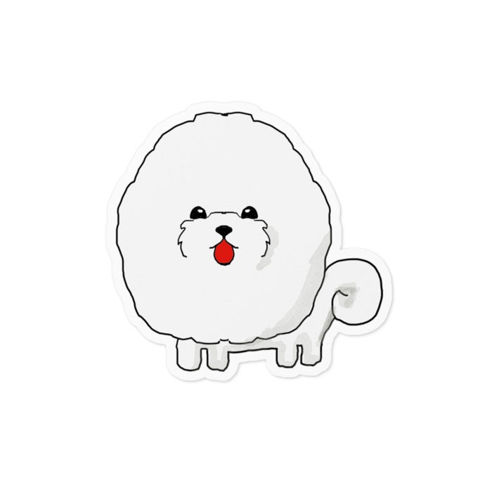 ぷりてぃあにまるステッカー （ビションフリーゼ）- 100 x 100 (mm)
