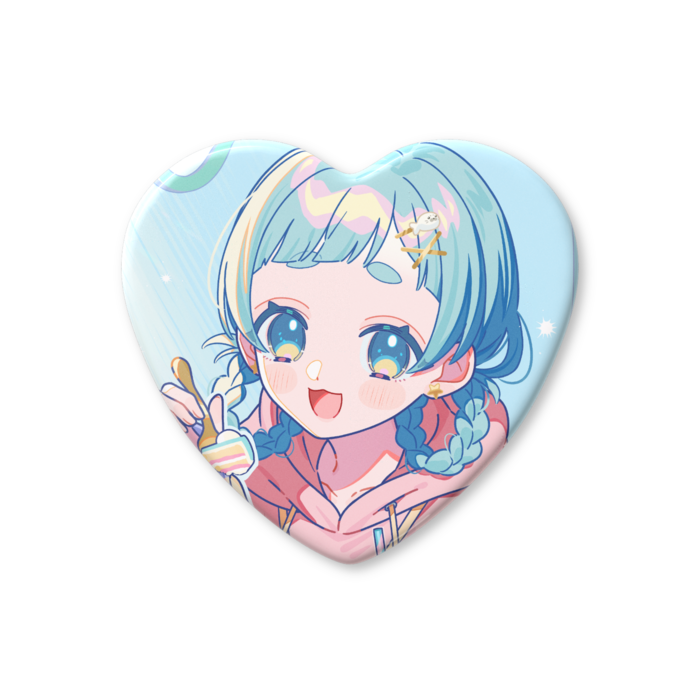 ハート缶バッジ - 57 × 52.5mm