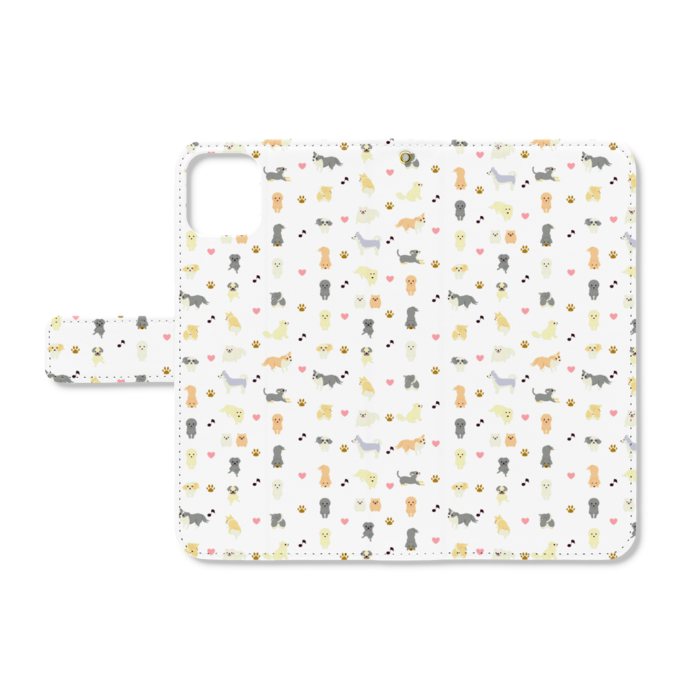 手帳型iPhoneケース　iPhone 11ProMax　ベルトあり＋穴あり　白