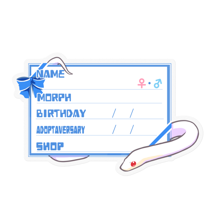 【🐍お名前ステッカー】コーンスネーク(ブリザード)-リボン／ブルー(英語)