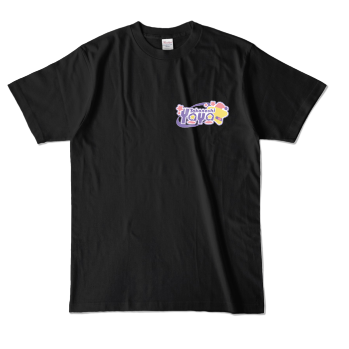 両面デザインふわふわあくび｜カラーTシャツ - L - ブラック (濃色)