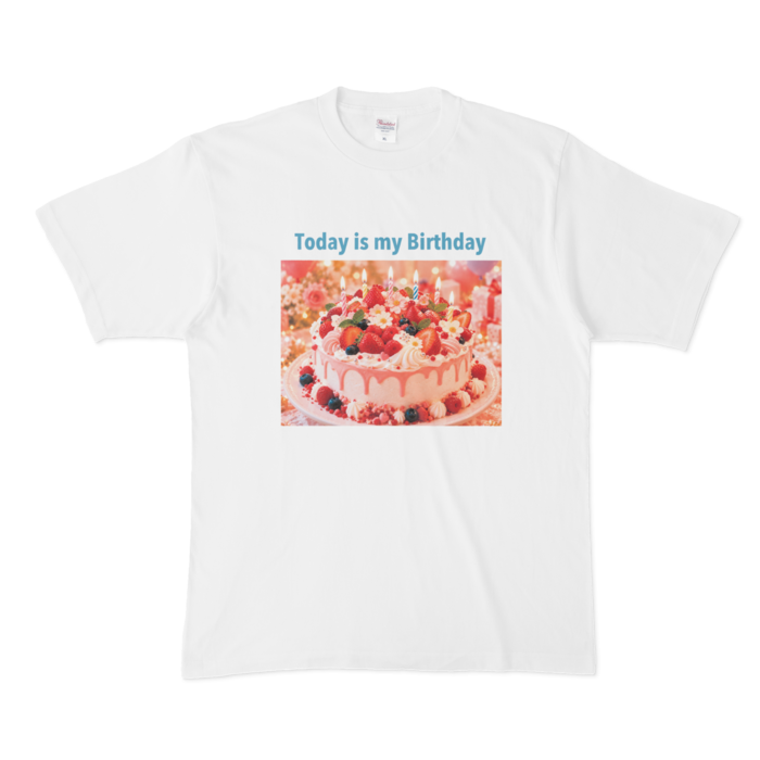 Tシャツ - XL - 白- 水色文字