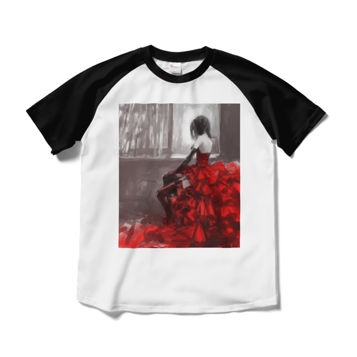 ラグランTシャツ - M - ホワイト×ブラック