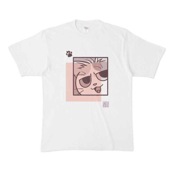 猫柄Tシャツ桃 - XL