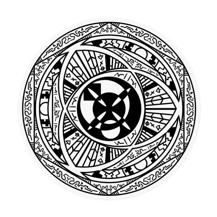 魔術式ステッカー【黒】「熱」「放出」「高出力」 - 100 x 100 (mm)