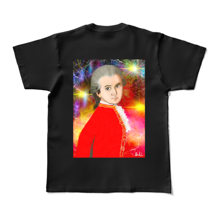 背面P カラーTシャツ - M - ブラック (濃色)