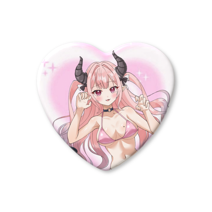 ハート缶バッジ - 57 × 52.5mm