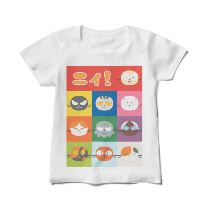 ニィと仲間たちが集まるレディースTシャツ - M - 白
