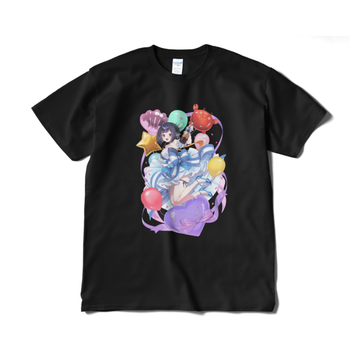 前面にうに子ドーン Tシャツ(短納期) - XL - ブラック