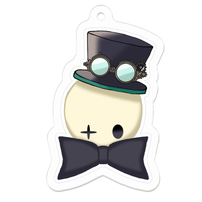おばけのkeykey.おリボンアクキー　黒帽子おめめぱっちりVer.