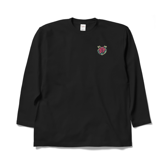 薔薇ワンポイントロングスリーブTシャツ - XL - ブラック