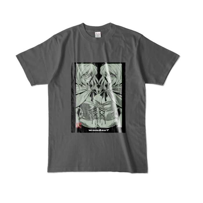 カラーTシャツ(濃色) - L - 正面 - チャコール