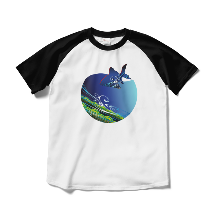 ラグランTシャツ - M - ホワイト×ブラック