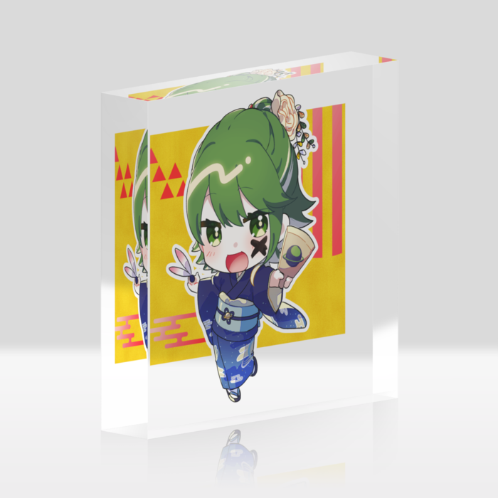 アクリルブロック（赤/黄） - 100x100mm