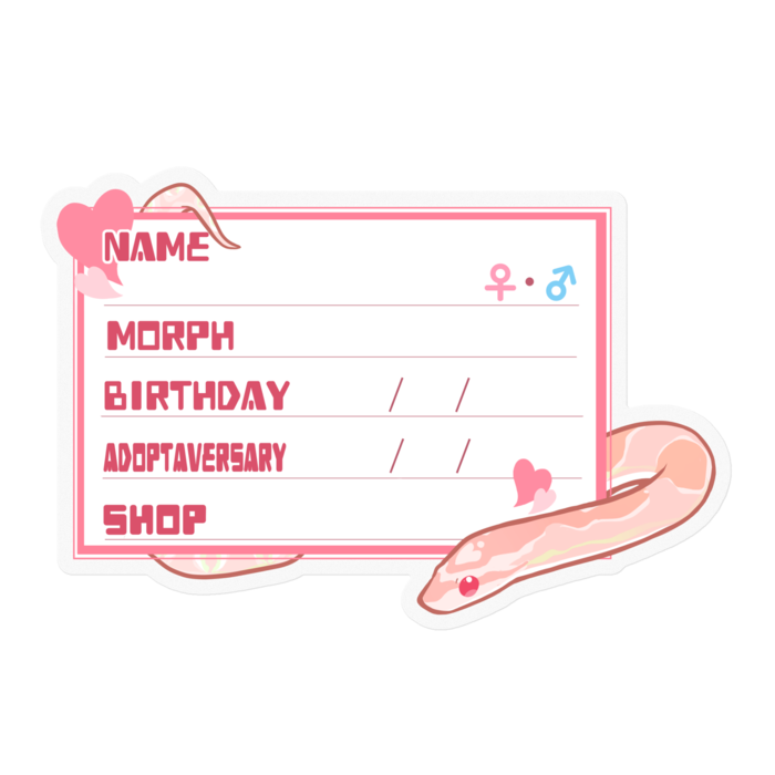 【🐍お名前ステッカー】コーンスネーク(サーモンスノー) - ハート／ピンク(英語)