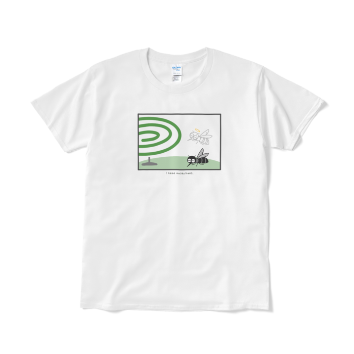 天に召された蚊のカラーTシャツ(短納期) - L - ホワイト