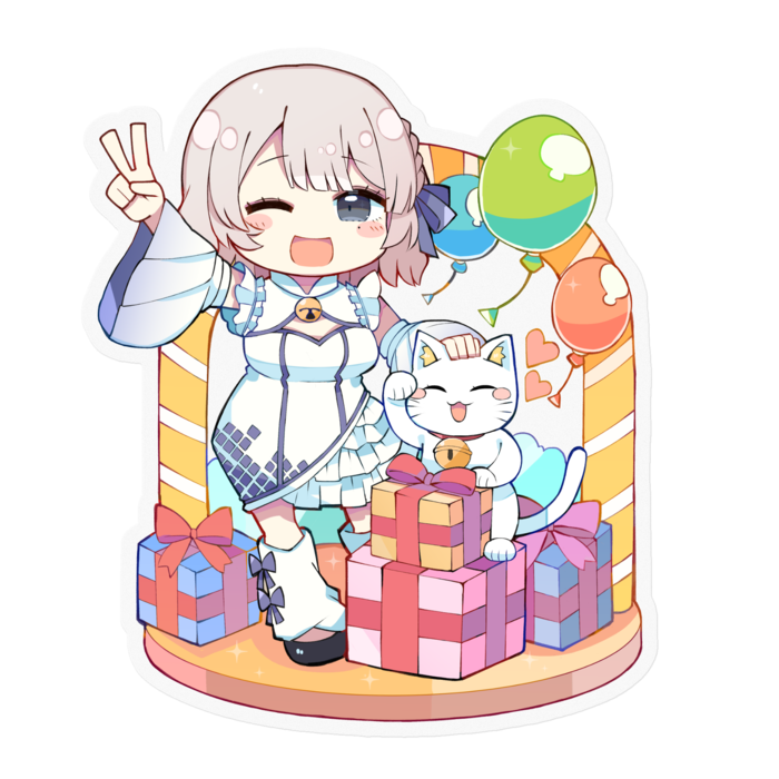白尾しおる2周年記念ステッカー🐱