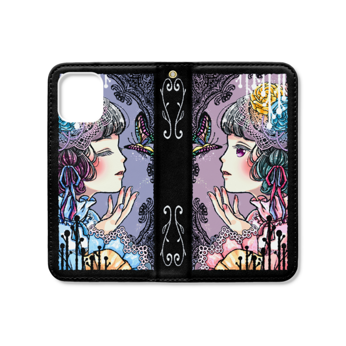手帳型iPhoneケース(ベルトなし) - iPhone12 mini - ストラップ穴 あり