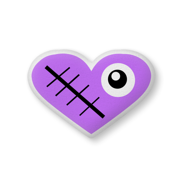 きずハートクッション（ライトパープル） - 大（H61×W86cm） - 片面(10)