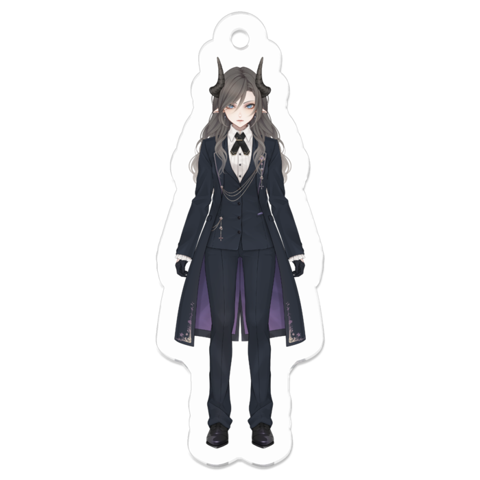 くろやにアクリルキーホルダー - 50 x 50 (mm)